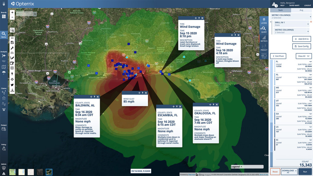 Hurricane Sally Landfall Wind Gusts and StormReports