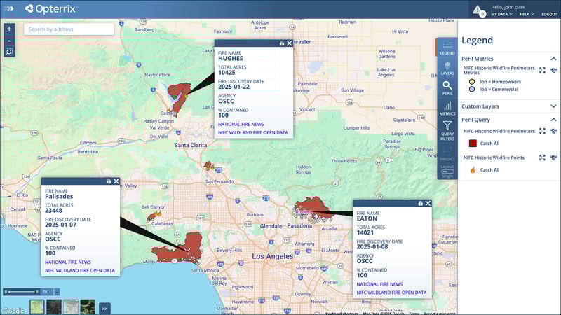 Los Angeles Wildfire Perimeters January 2025